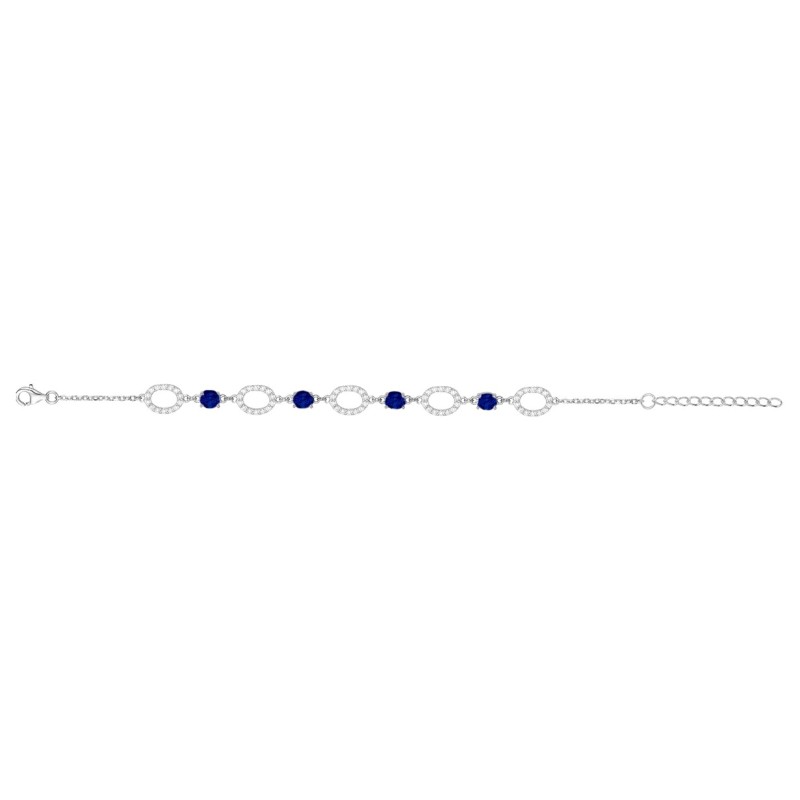 Bracelet femme fantaisie Carador en argent et oxydes blancs et bleus