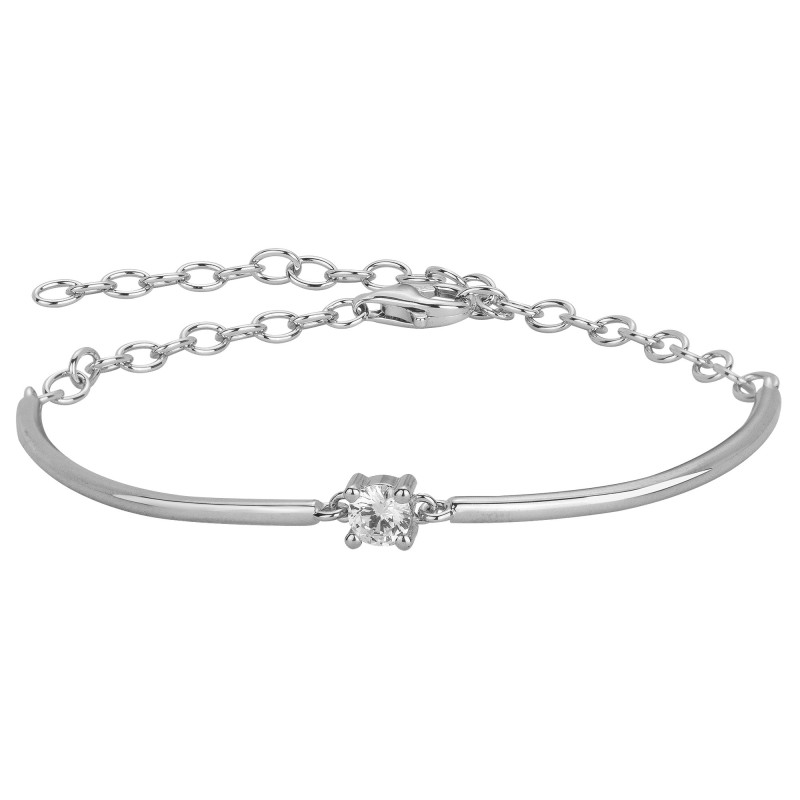 Bracelet femme fantaisie Carador demi jonc en argent  et oxyde de zirconium serti 4 griffes