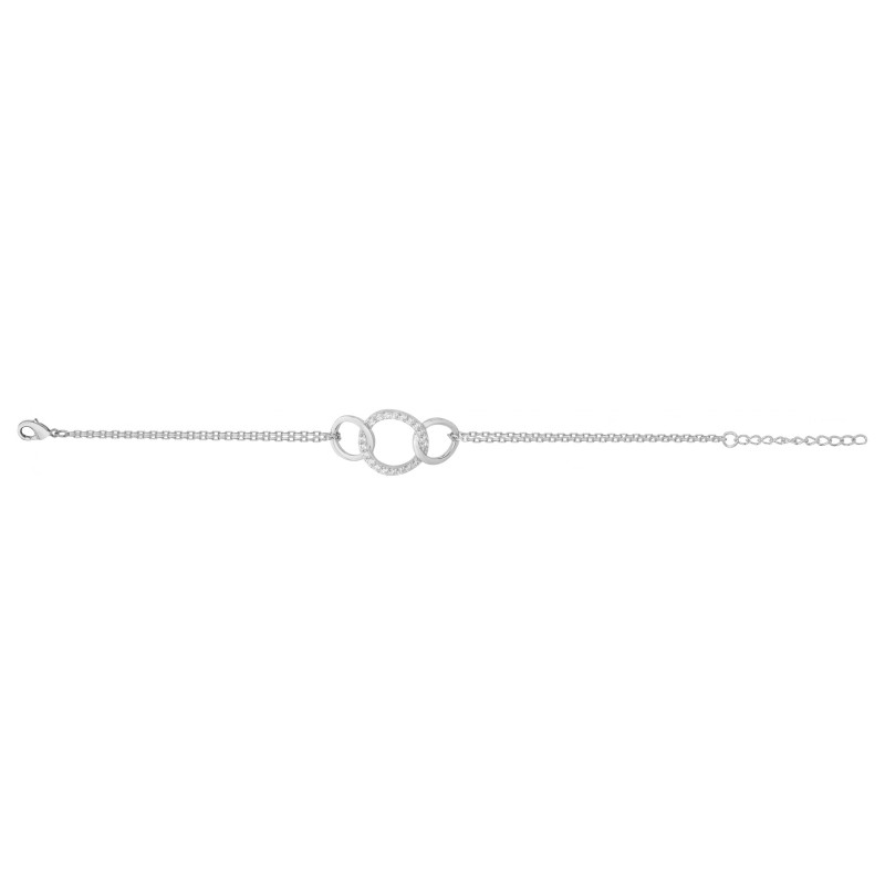 Bracelet femme fantaisie Carador double chaînes en argent et oxydes de zirconium