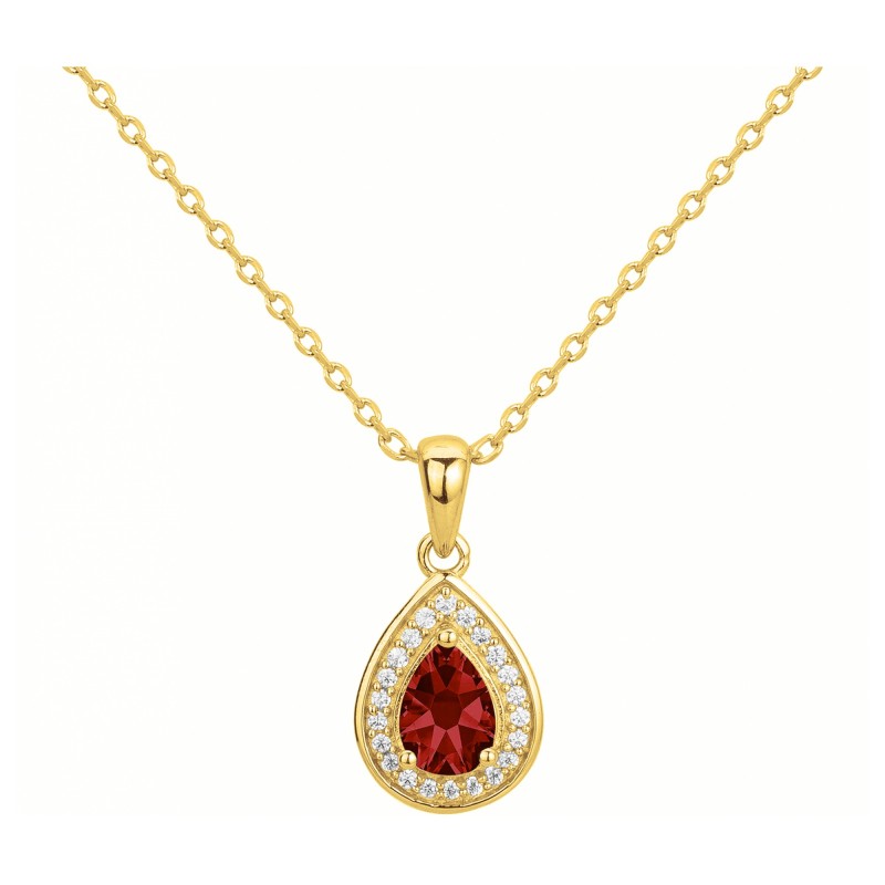 Collier fantaisie femme carador en plaqué or avec oxydes de zirconium et spinelle rouge
