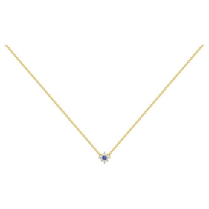 Collier fantaisie femme carador en plaqué or avec oxydes de zirconium et spinelle bleu
