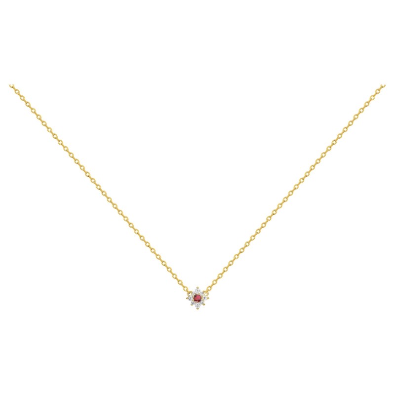 Collier fantaisie femme carador en plaqué or avec oxydes de zirconium et spinelle rouge