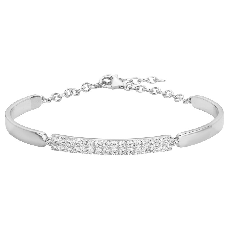 Bracelet femme demi jonc Carador en argent et barrette d'oxydes de zircomium