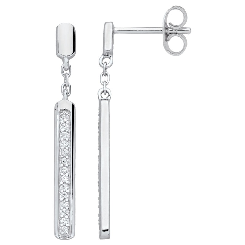 Boucles d'oreilles pendantes Carador en argent  et oxydes de zirconium
