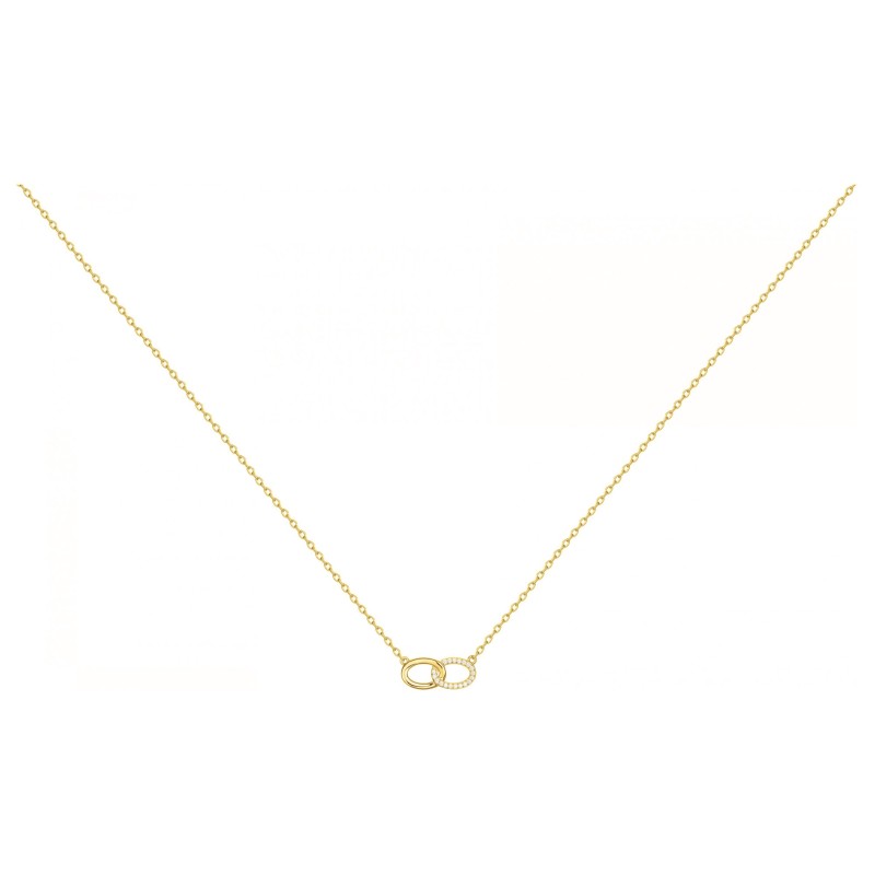 Collier fantaisie femme carador en plaqué or deux cercles entrelacés avec oxydes de zirconium