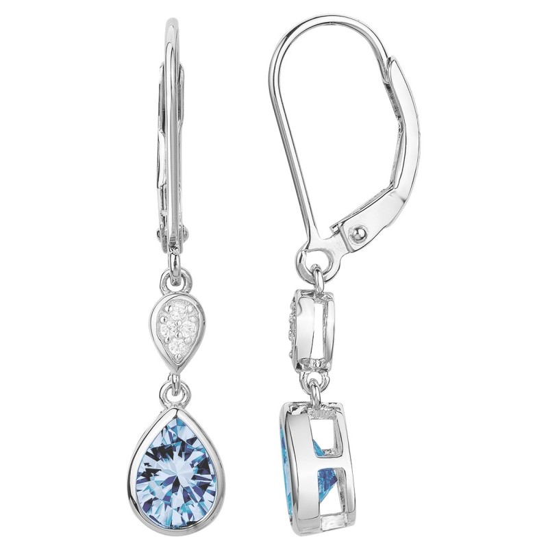 Boucles d'oreilles dormeuses Carador en argent  oxydes de zirconium et spinelle bleue sertie clos