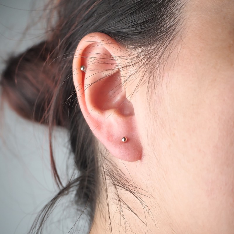 Boucles d'oreilles clous boules 3mm tout matière en or 375/000 rose