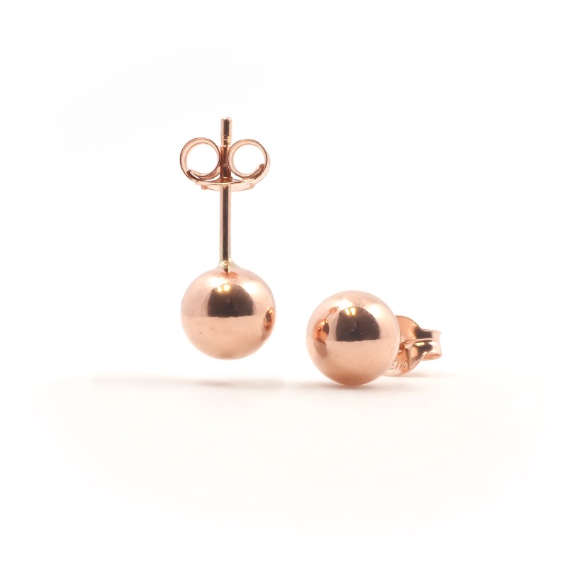 Boucles d'oreilles clous boules 5mm tout matière carador en or rose 375/000