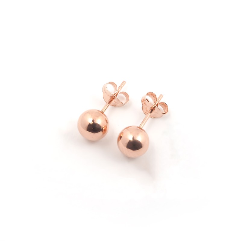 Boucles d'oreilles clous boules 5mm tout matière carador en or rose 375/000