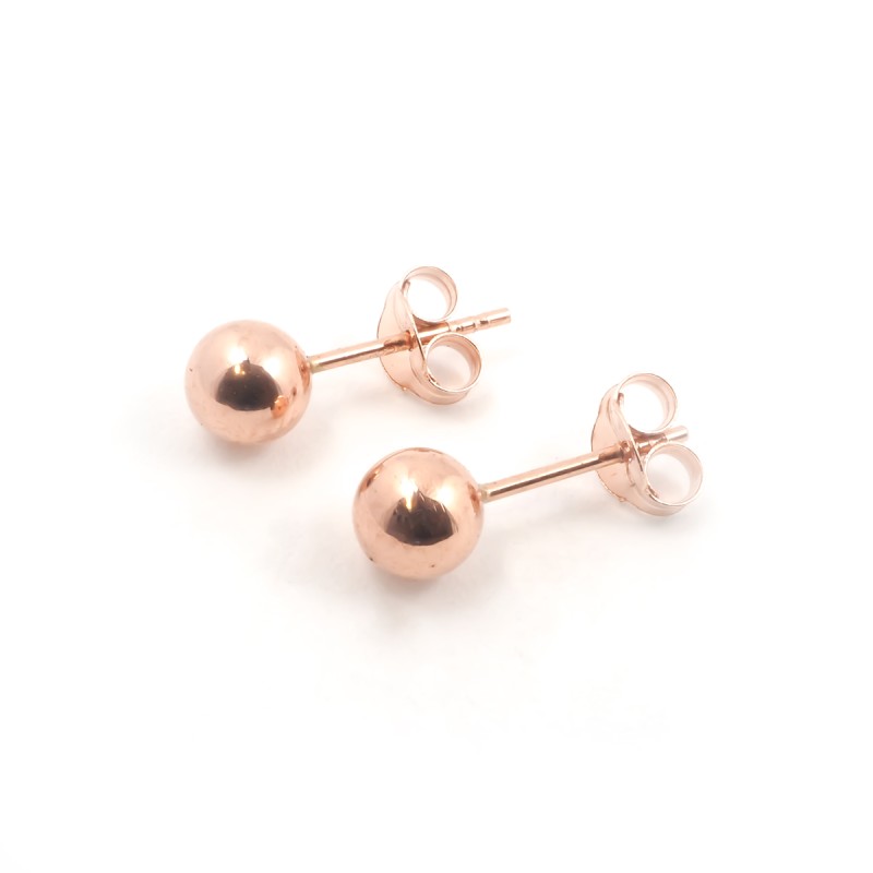 Boucles d'oreilles Clous boules tout matière 6mm carador en or rose 375/000