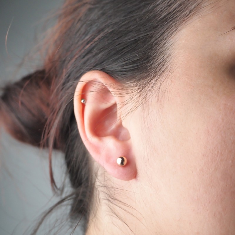 Boucles d'oreilles Clous boules tout matière 6mm carador en or rose 375/000