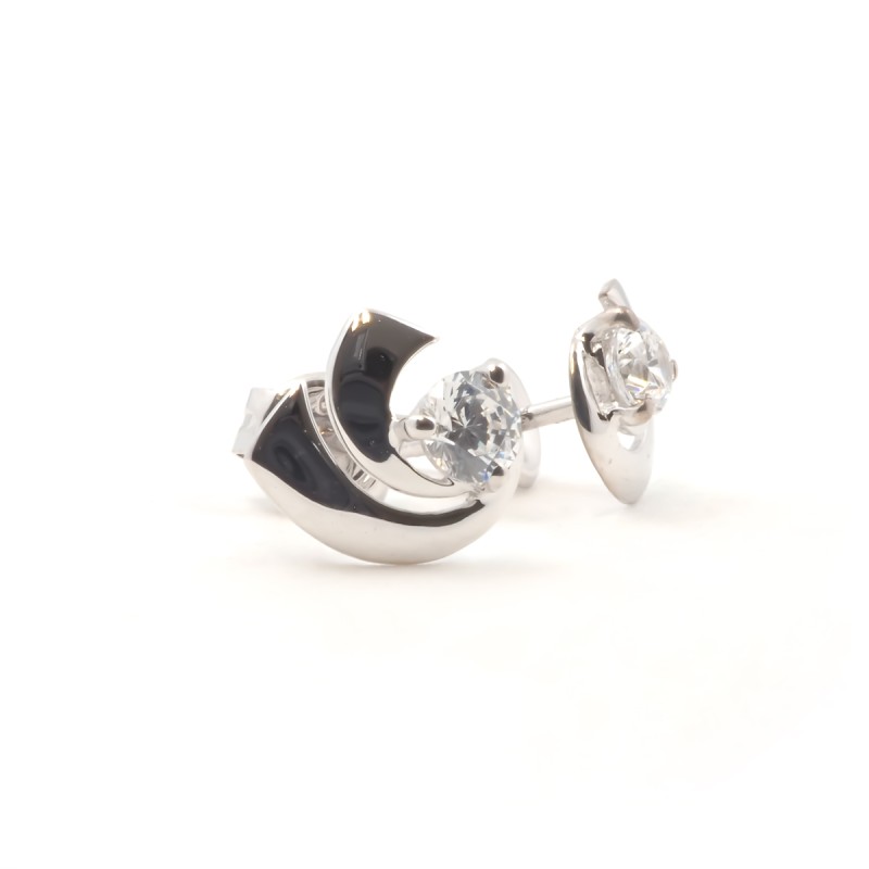 Boucles d'oreilles clous femme carador en or blanc 750/000 et oxydes de zirconium