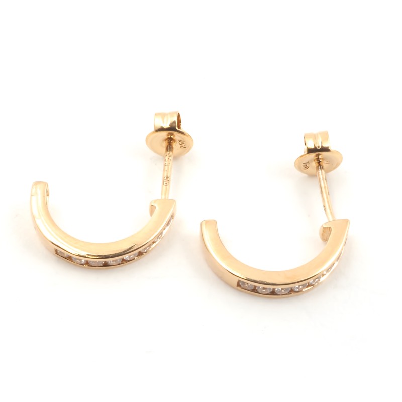 Boucles d'oreilles demi créoles femme carador en or jaune 750/000 et oxydes de zirconium
