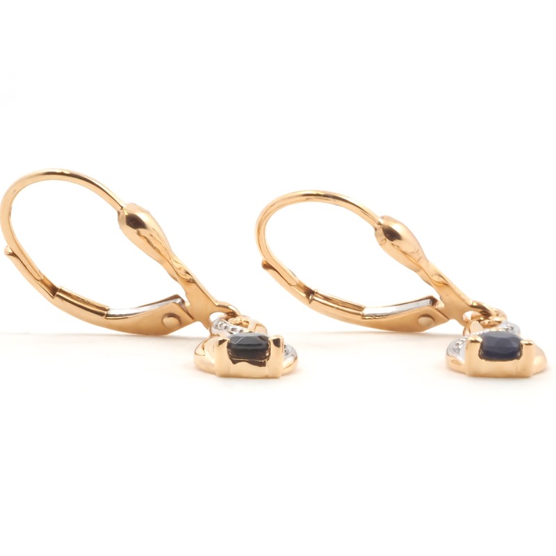 Boucles d'oreilles dormeuses femme carador en or jaune 750/000 et saphir