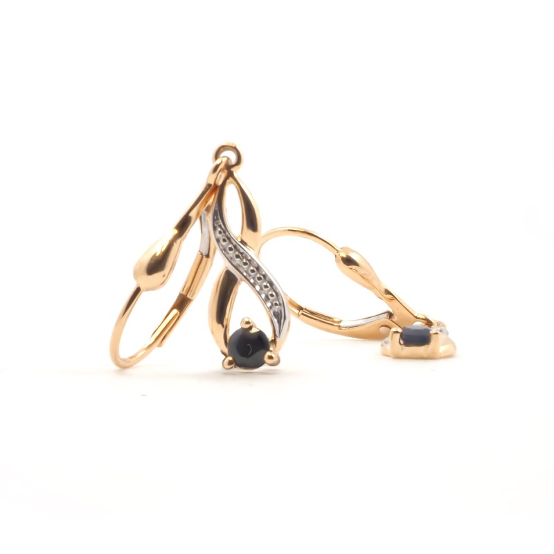 Boucles d'oreilles dormeuses femme carador en or jaune 750/000 et saphir