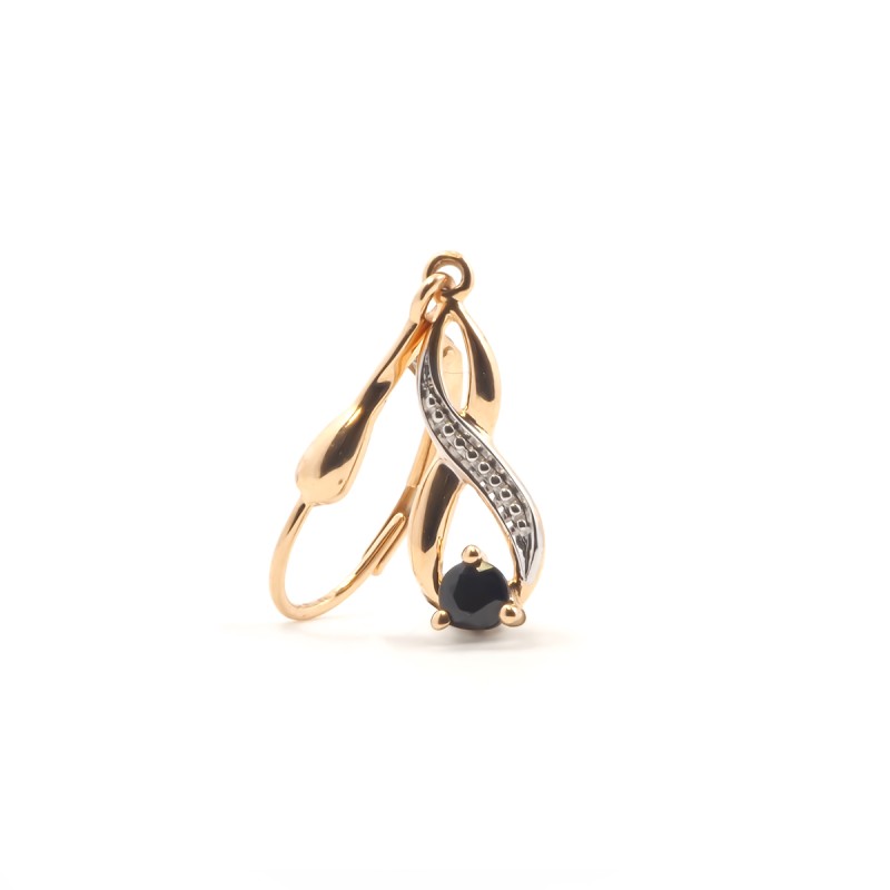 Boucles d'oreilles dormeuses femme carador en or jaune 750/000 et saphir