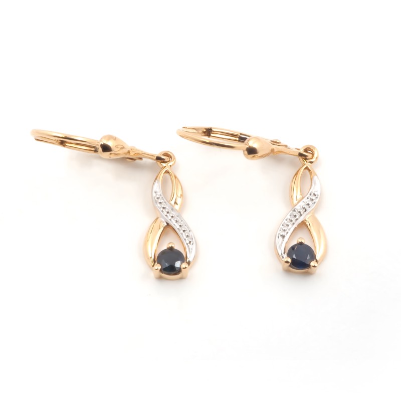 Boucles d'oreilles dormeuses femme carador en or jaune 750/000 et saphir