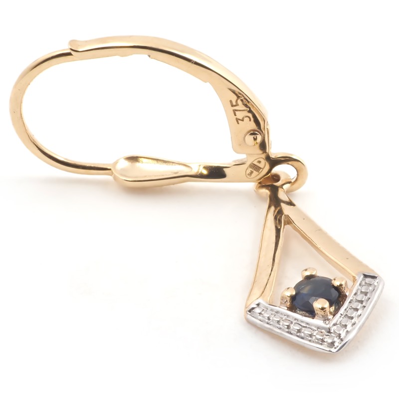 Boucles d'oreilles dormeuses femme carador en or jaune 375/000 et saphir