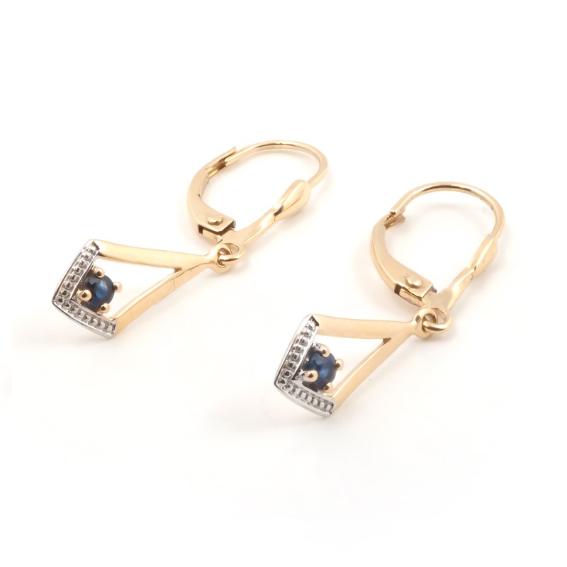 Boucles d'oreilles dormeuses femme carador en or jaune 375/000 et saphir