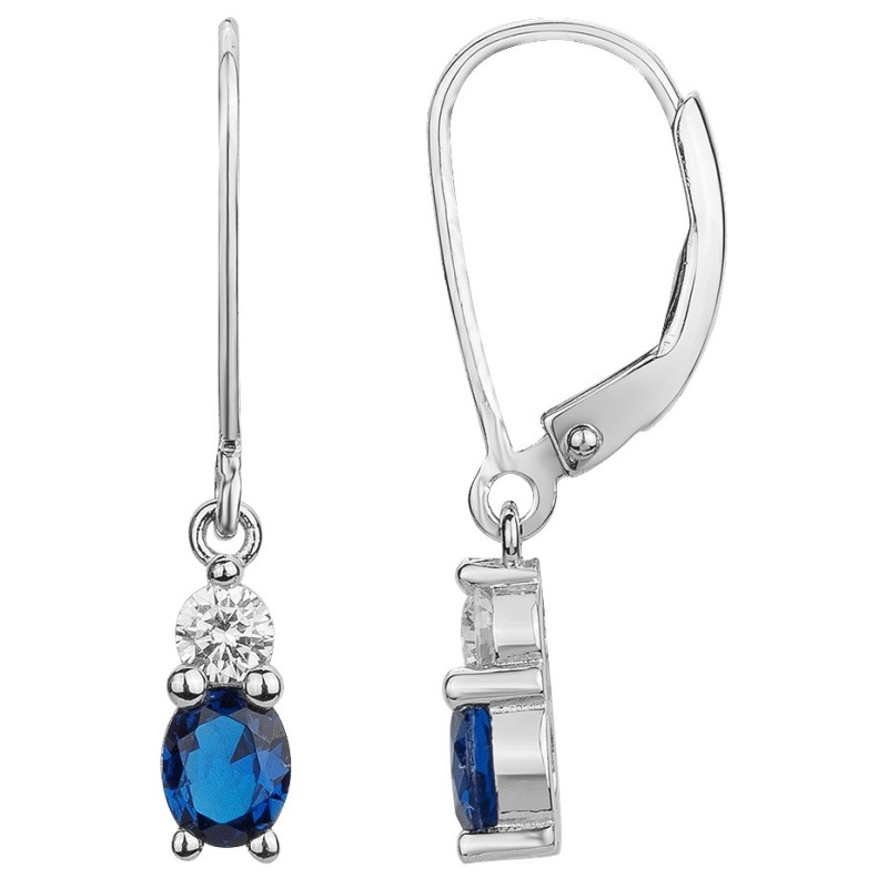 Boucles d'oreilles dormeuses Carador en argent oxydes de zirconium et spinelle bleu foncé sertis