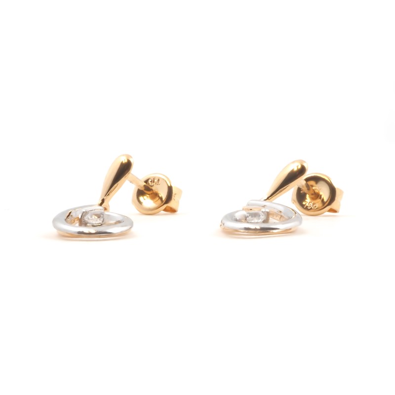 Boucles d'oreilles pendantes femme carador en or 750/000 bicolore et oxydes de zirconium