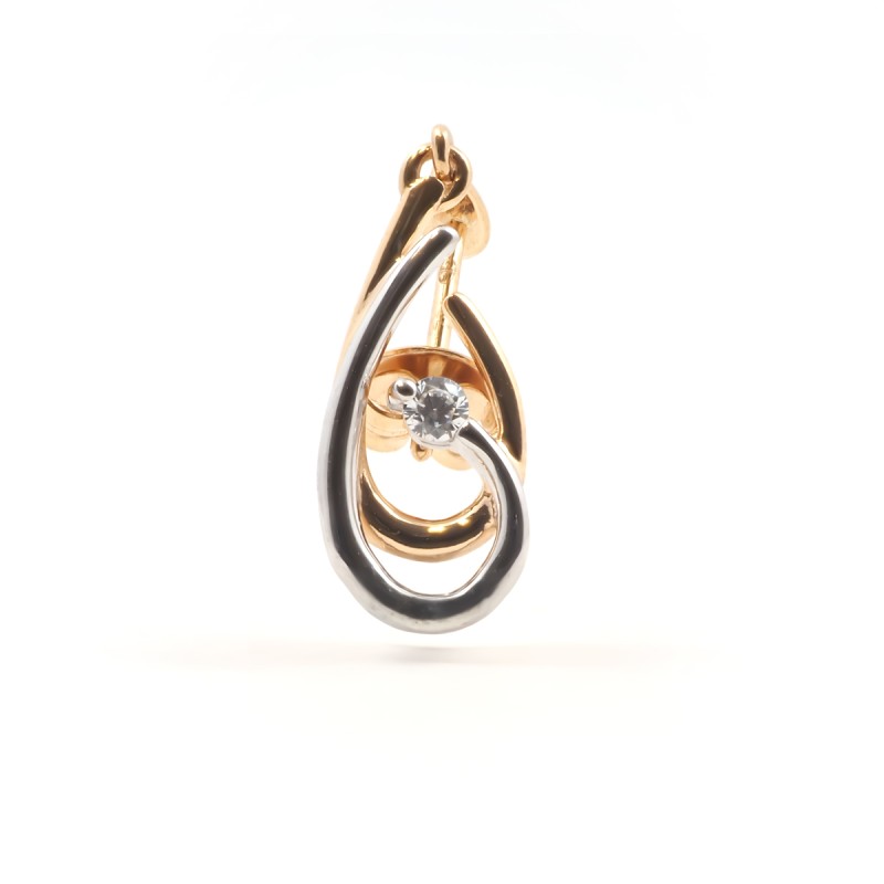 Boucles d'oreilles pendantes femme carador en or 750/000 bicolore et oxydes de zirconium