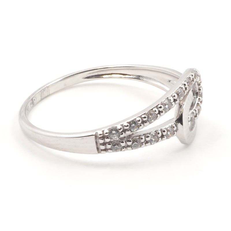 Bague fantaisie femme carador en or blanc 750/000 et oxydes de zirconium