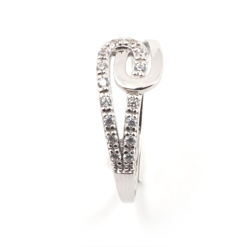 Bague fantaisie femme carador en or blanc 750/000 et oxydes de zirconium