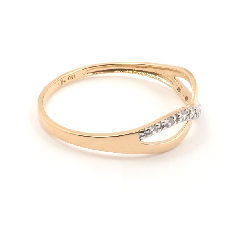 Bague fantaisie femme carador en or jaune 750/000 et oxydes de zirconium motif signe infini