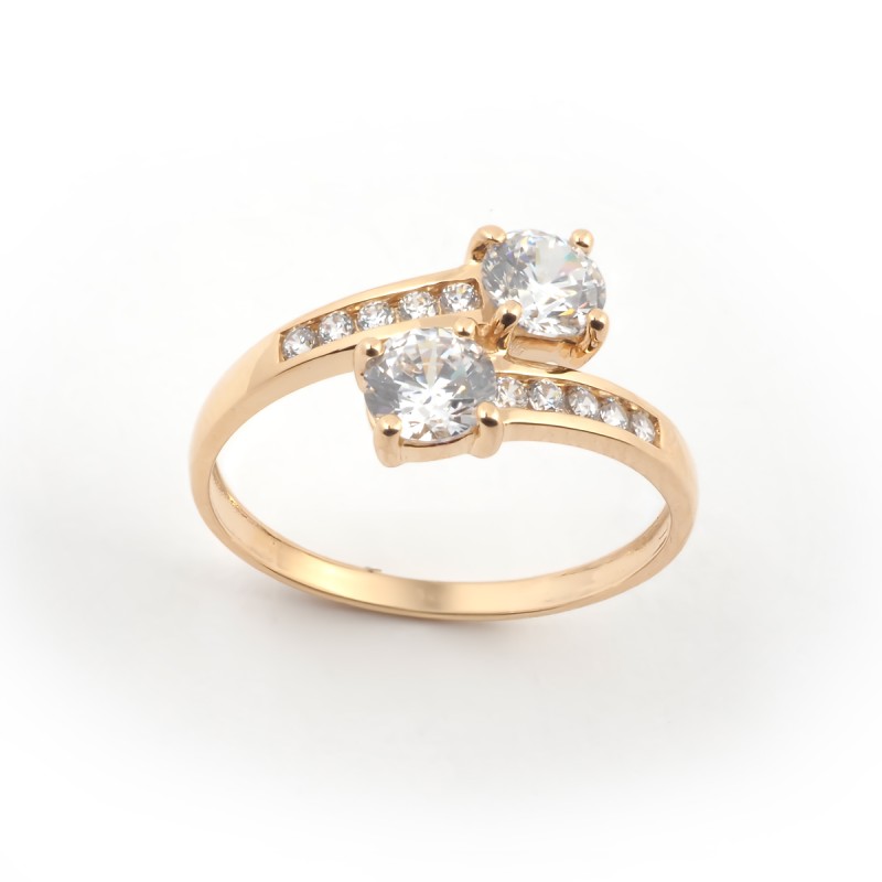 Bague fantaisie femme carador en or jaune 375/000 et oxydes de zirconium