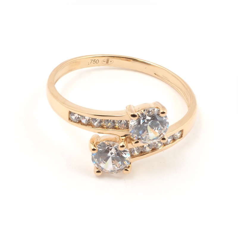 Bague fantaisie femme carador en or jaune 375/000 et oxydes de zirconium