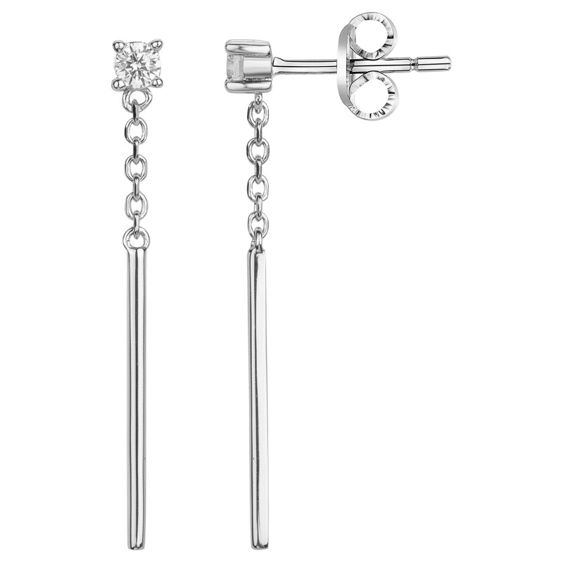 Boucles d'oreilles pendantes Carador en argent  et  oxydes de zirconium sertis