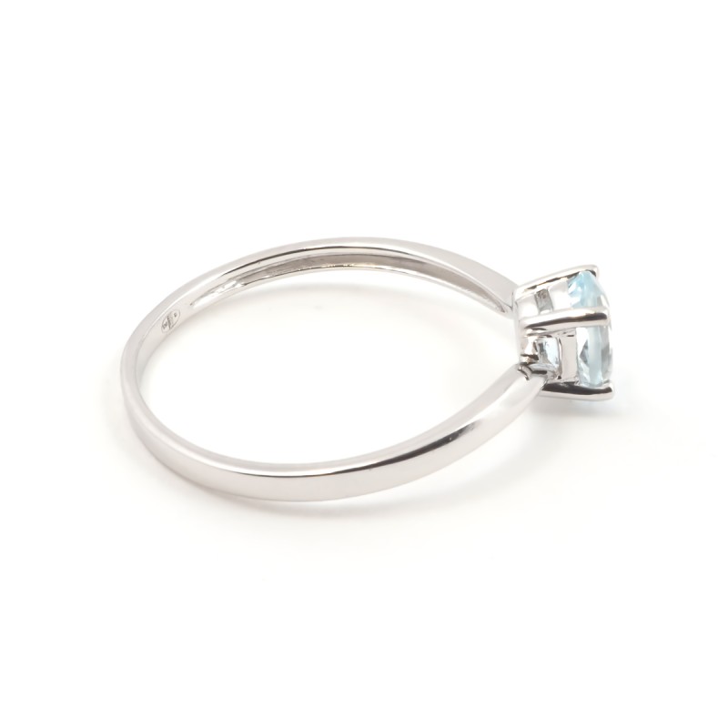 Bague solitaire femme carador en or blanc 750/000 et aigue marine