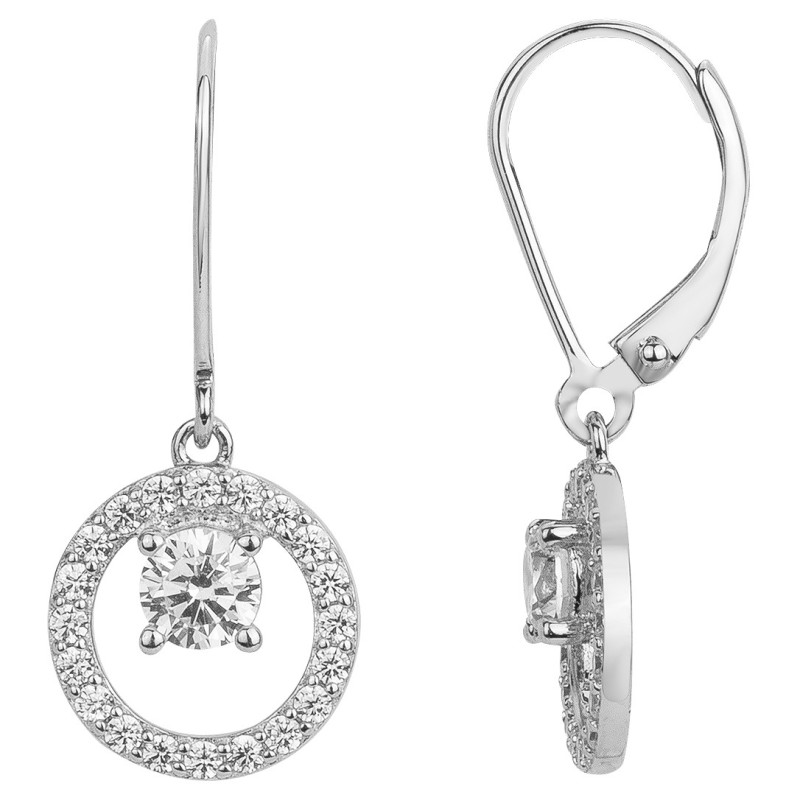 Boucles d'oreilles dormeuses Carador en argent  et  oxydes de zirconium forme cercle