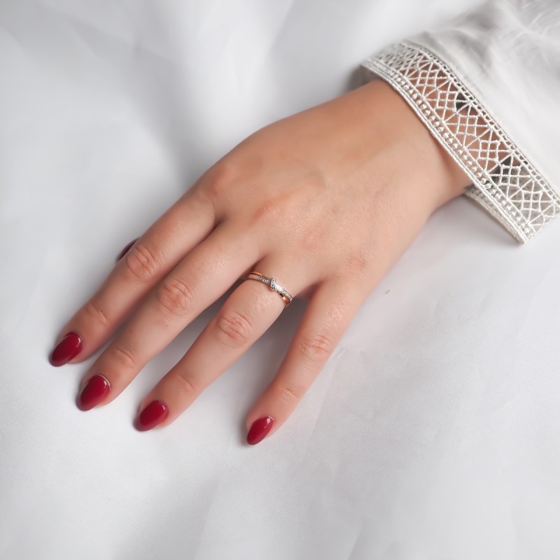 Bague trilogie femme carador en or jaune 750/000 et diamants