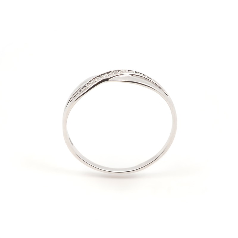 Bague fantaisie femme carador en or blanc 750/000 et diamants motif signe infini