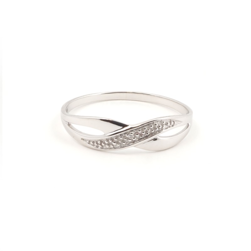 Bague fantaisie femme carador en or blanc 750/000 et diamants motif signe infini