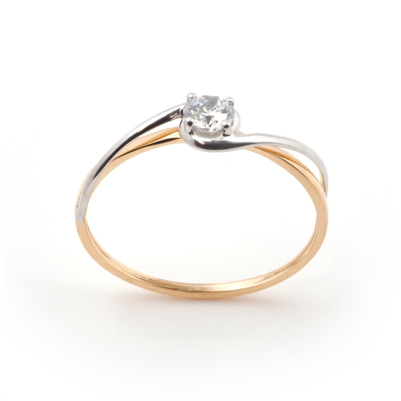 Bague solitaire femme carador en or jaune 750/000 et oxyde de zirconium