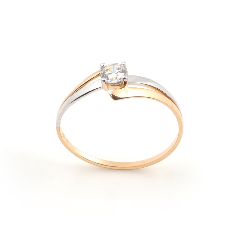 Bague solitaire femme carador or jaune 750/000 et oxyde de zirconium