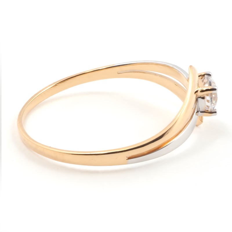 Bague solitaire femme carador or jaune 750/000 et oxyde de zirconium