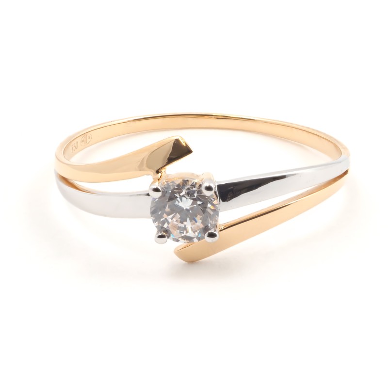 Bague solitaire femme carador or jaune 750/000 et oxyde de zirconium