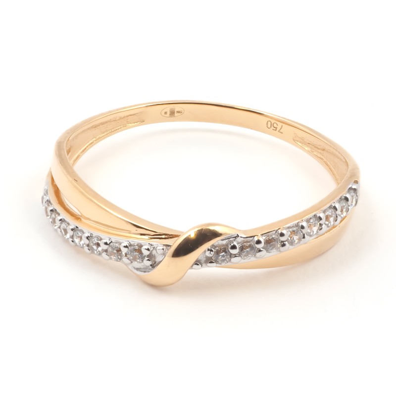 Bague fantaisie femme carador en or jaune 750/000 et oxydes de zirconium