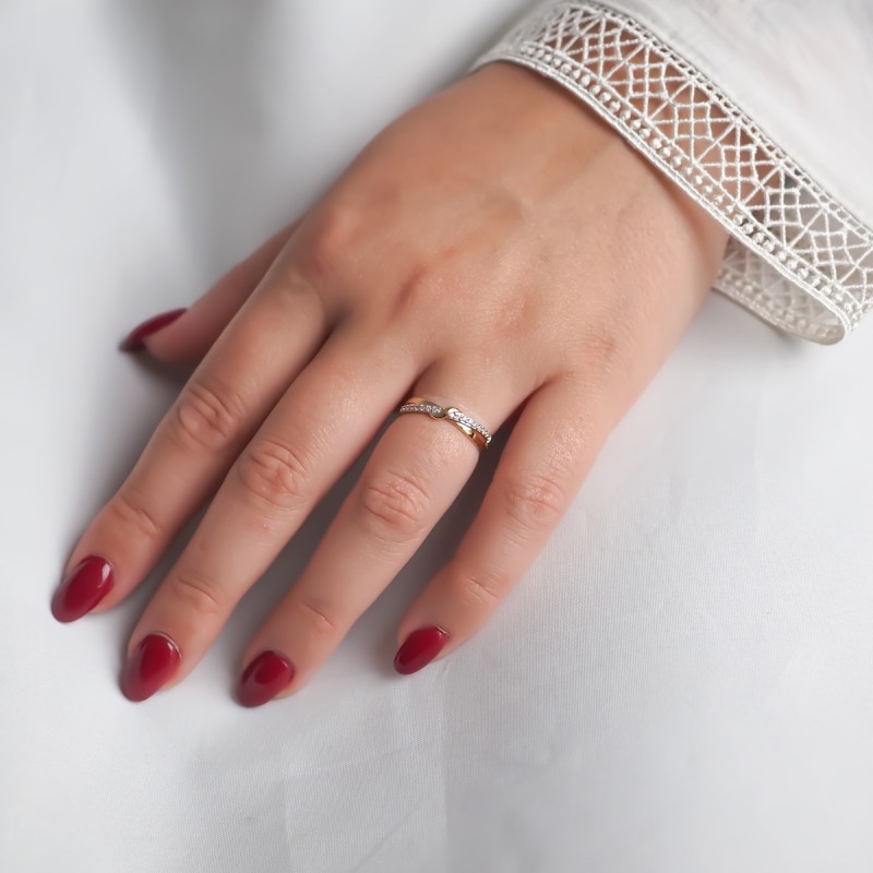 Bague fantaisie femme carador en or jaune 750/000 et oxydes de zirconium