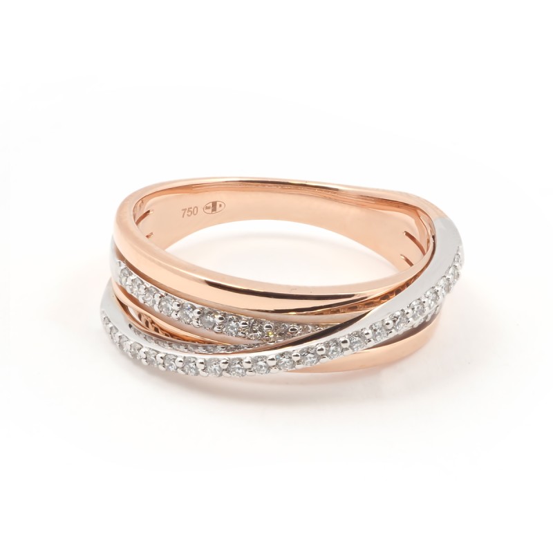 Bague fantaisie femme carador en or rose 750/000 et diamants 0.304 carats