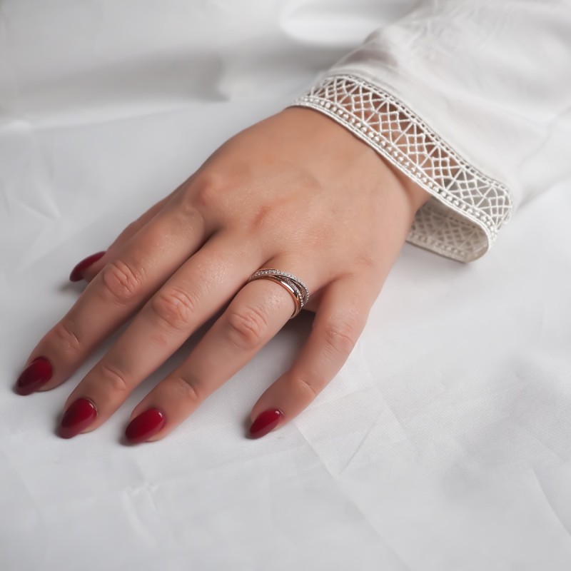 Bague fantaisie femme carador en or rose 750/000 et diamants 0.304 carats