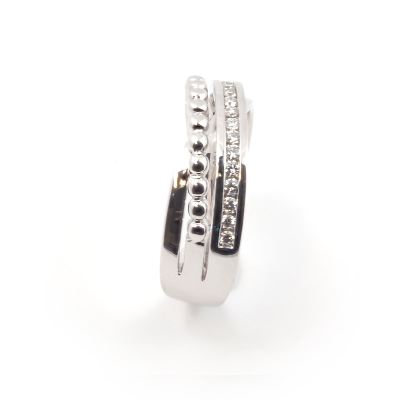 Bague fantaisie entrelacée femme carador en or blanc 750/000 et diamants 0.204 carats