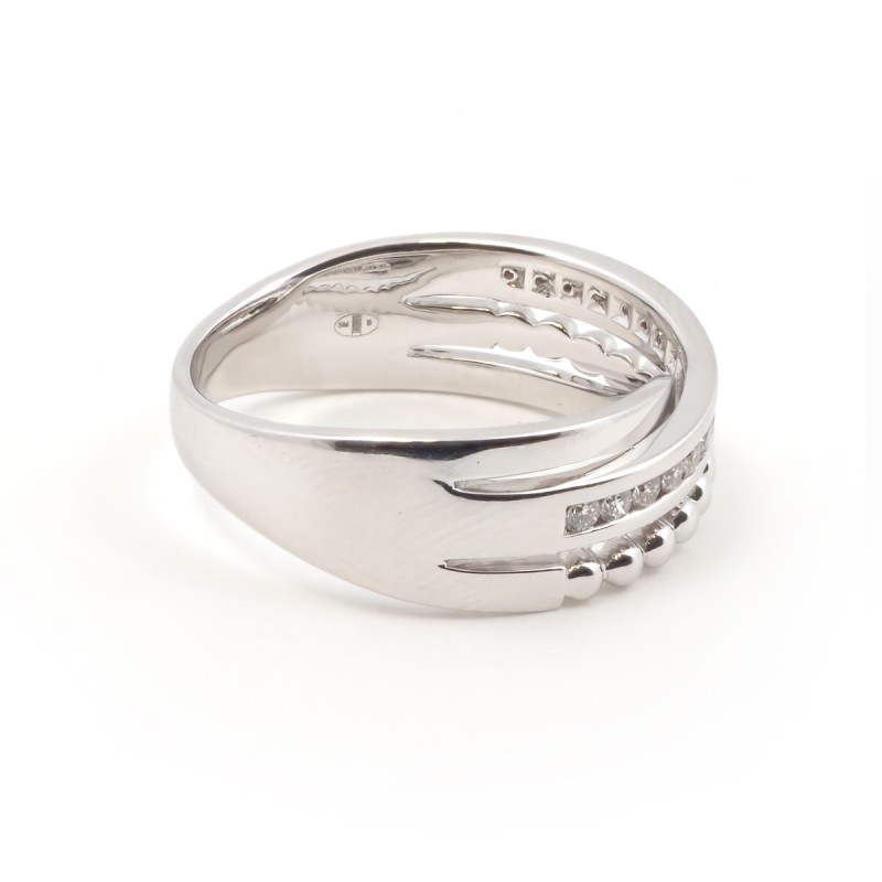 Bague fantaisie entrelacée femme carador en or blanc 750/000 et diamants 0.204 carats