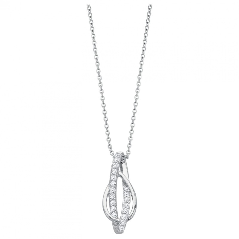 Collier fantaisie femme carador en argent avec oxydes de zirconium motif ovale