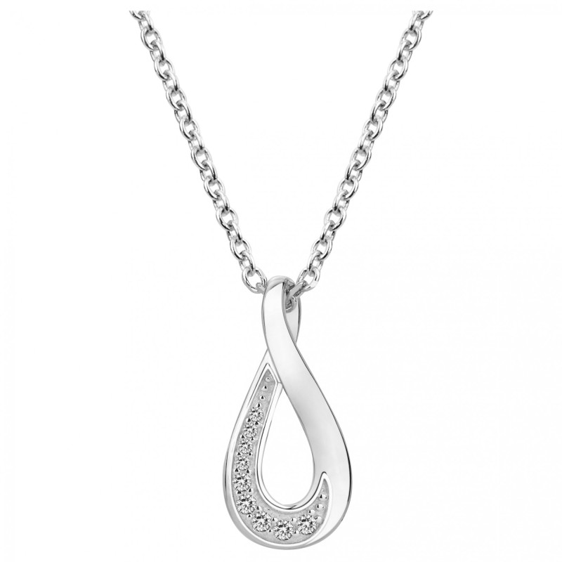 Collier fantaisie femme carador en argent avec oxydes de zirconium motif torsade