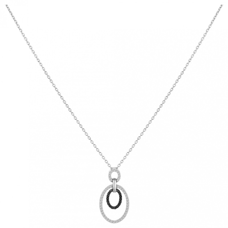 Collier fantaisie femme carador en argent avec oxydes de zirconium blanc et noirsmotif ovales